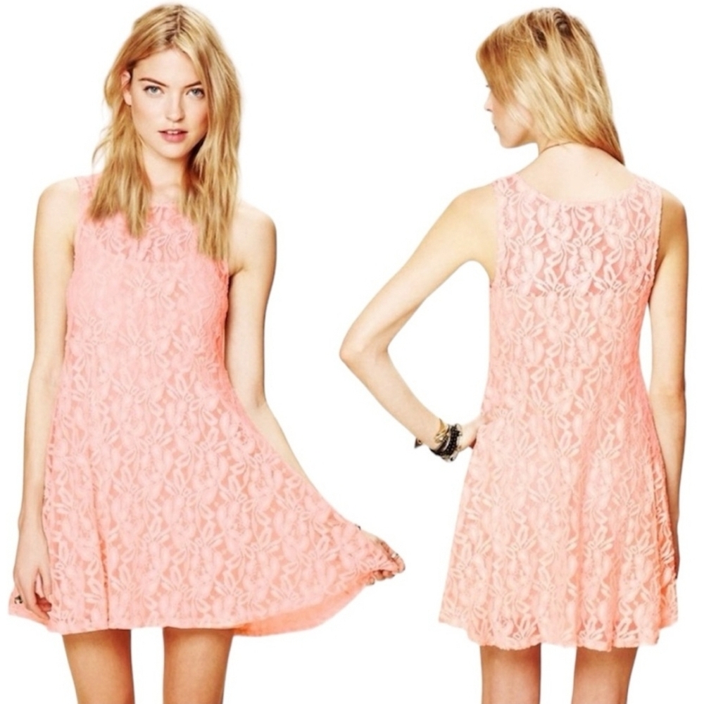 Free People Miles Of Lace Light Pink Dress Size XS